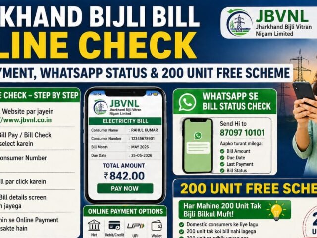 Jharkhand Bijli Bill Online Check: JBVNL Payment, WhatsApp Status & 200 Unit Free Scheme