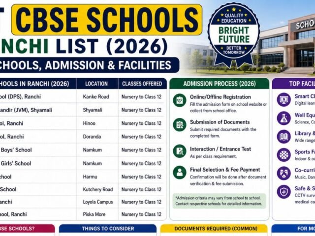 Best CBSE Schools in Ranchi List (2026): Top 10 Schools, Admission & Facilities