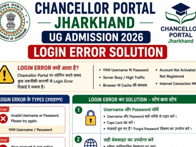 Chancellor Portal Jharkhand UG Admission Login Error Solution: Step-by-Step Guide