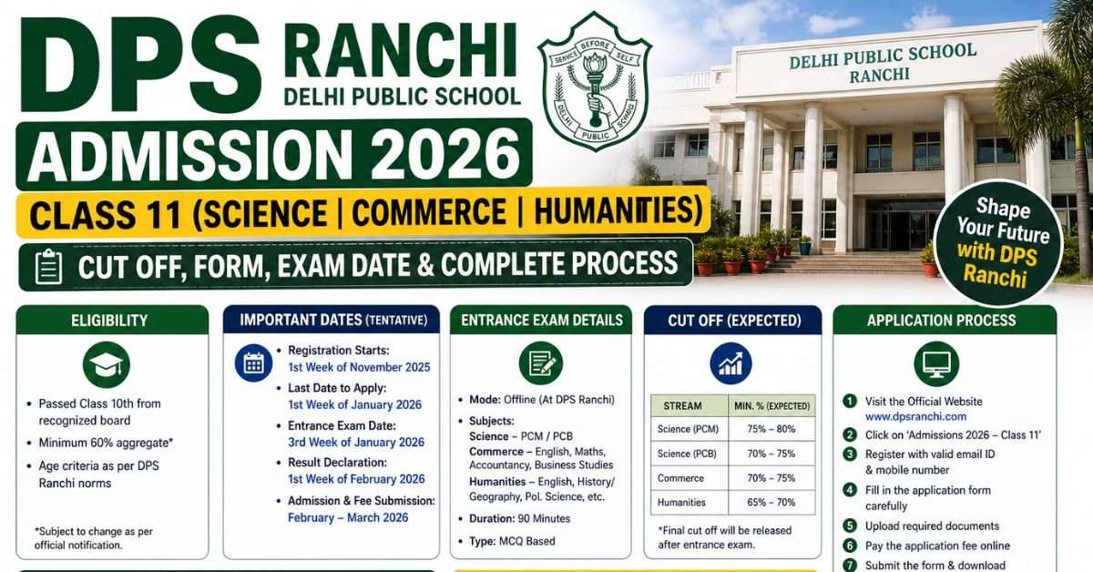 DPS Ranchi Admission 2026 Class 11