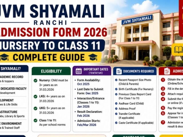 JVM Shyamali Admission Form 2026: Nursery to Class 11 Complete Guide
