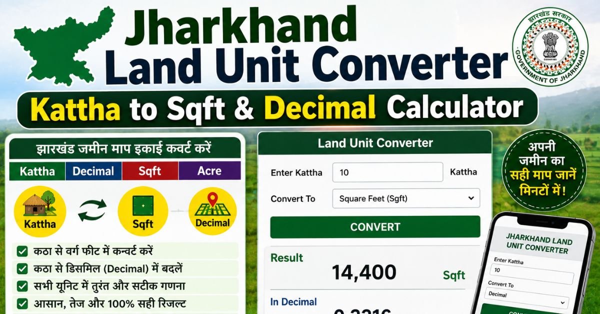 Jharkhand Land Unit Converter Kattha to Sqft