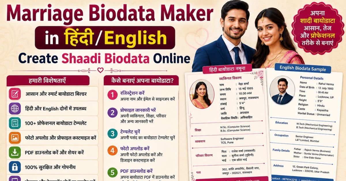 Marriage Biodata Maker in HindiEnglish