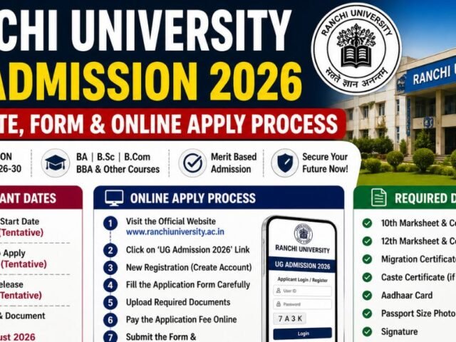 Ranchi University UG Admission 2026: Last Date, Form & Online Apply Process