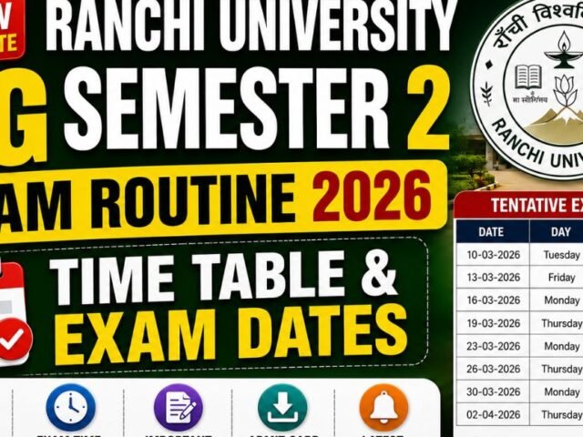 Ranchi University UG Semester 2 Exam Routine 2026: Time Table & Exam Dates