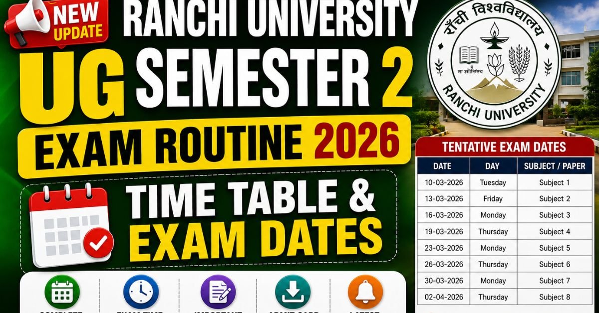 Ranchi University UG semester 2 exam routine