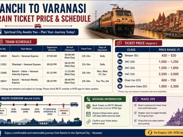Ranchi to Varanasi Train Ticket Price and Schedule: Banaras Jaane Wali Sabhi Trains Ki Poori Details
