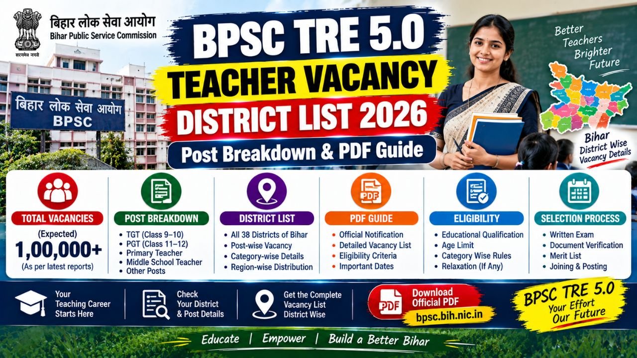 BPSC TRE 5.0 Teacher vacancy district list