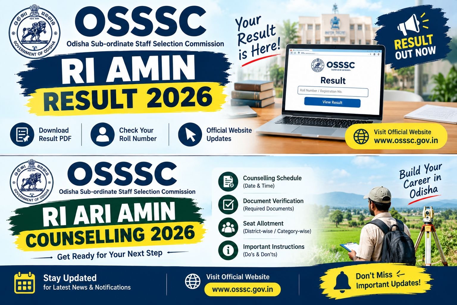 OSSSC RI ARI Amin Result 2026