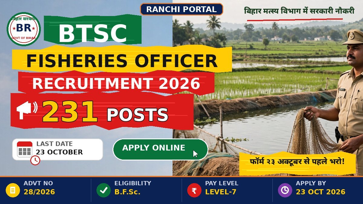 BTSC Fishery Extension Officer Recruitment 2026 — 231 Posts, Apply Online