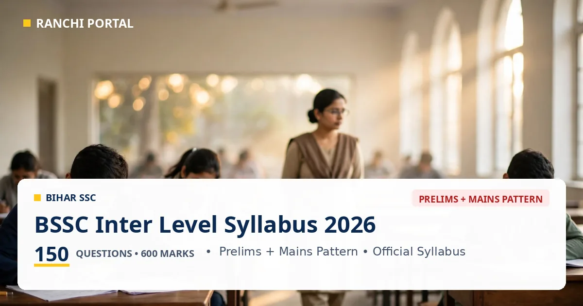 BSSC Inter Level Syllabus 2026 — Prelims and Mains exam pattern