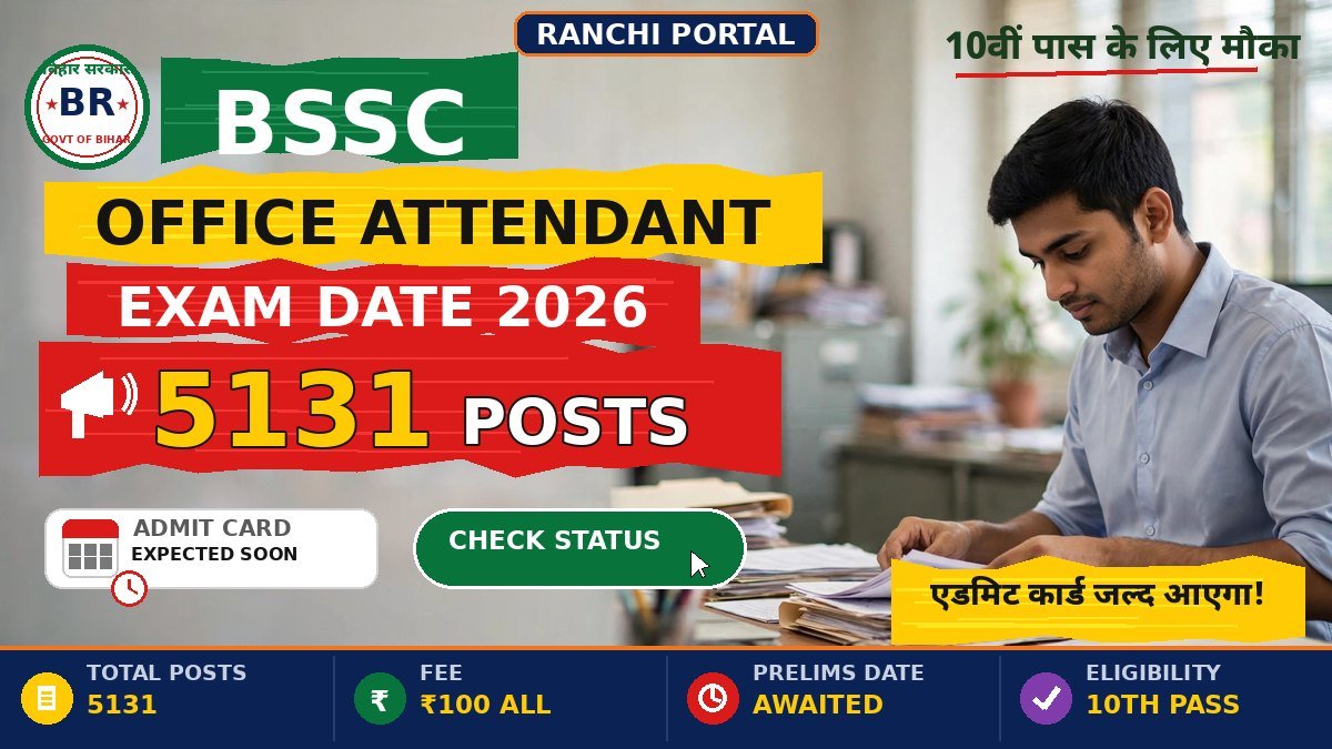 BSSC Office Attendant Exam Date 2026 - 5131 posts admit card