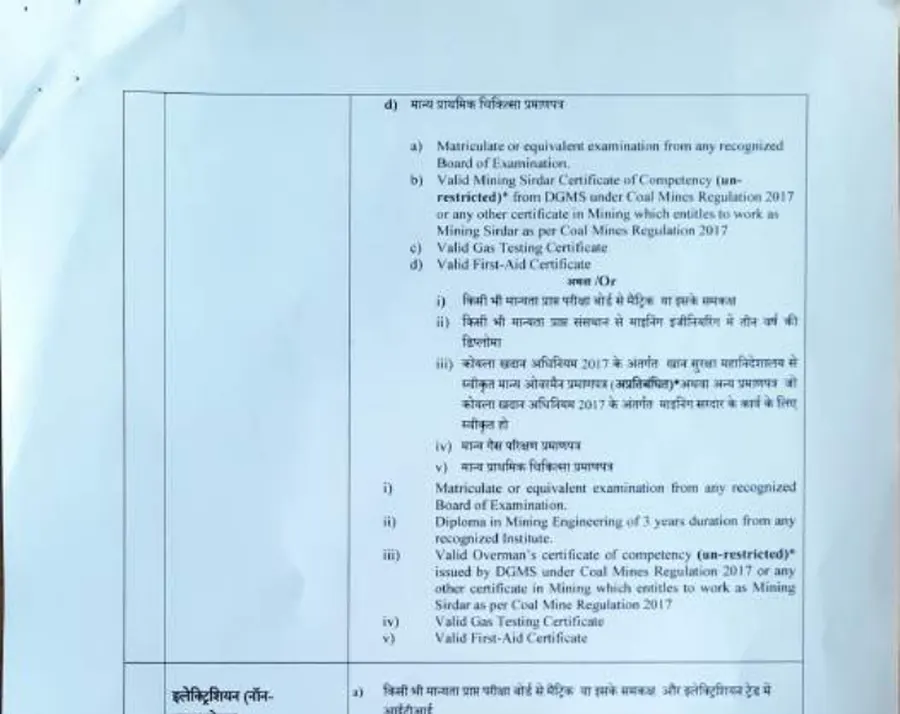 CCL cut off 2026 official notification document — Central Coalfields Limited recruitment qualifying marks
