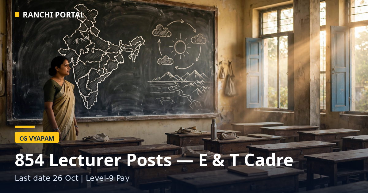 CG Vyapam Lecturer Recruitment 2026 — 854 posts, last date 26 October, Level-9 pay