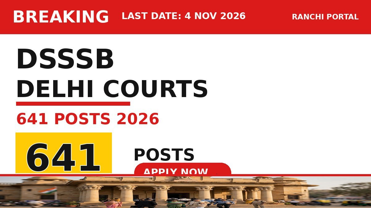 DSSSB Delhi District Courts Recruitment 2026 - 641 Posts, last date 4 November
