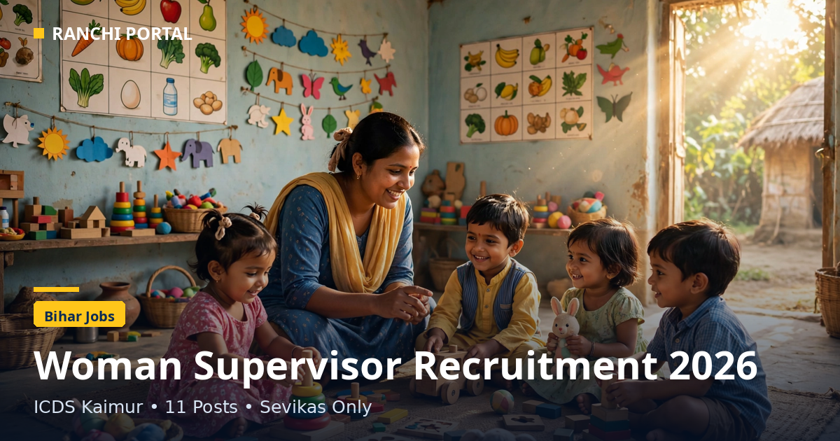 ICDS Kaimur Woman Supervisor Recruitment 2026 — 11 posts for Anganwadi Sevikas, last date 7 November 2026