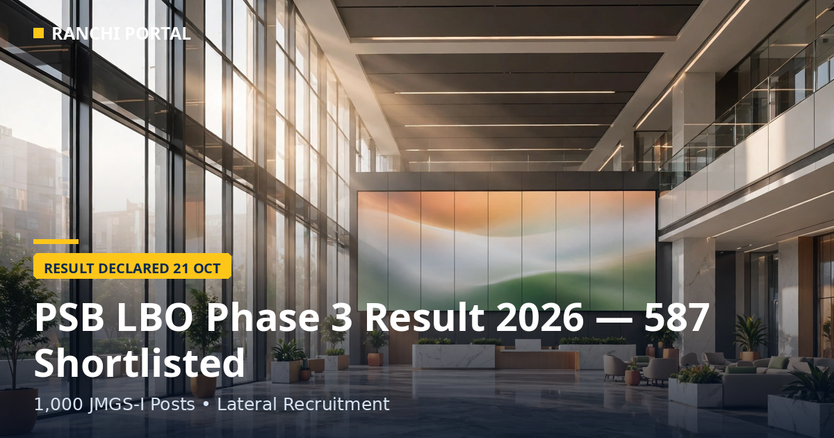 PSB LBO Phase 3 Result 2026 declared — 587 candidates shortlisted for 1,000 Local Bank Officer posts