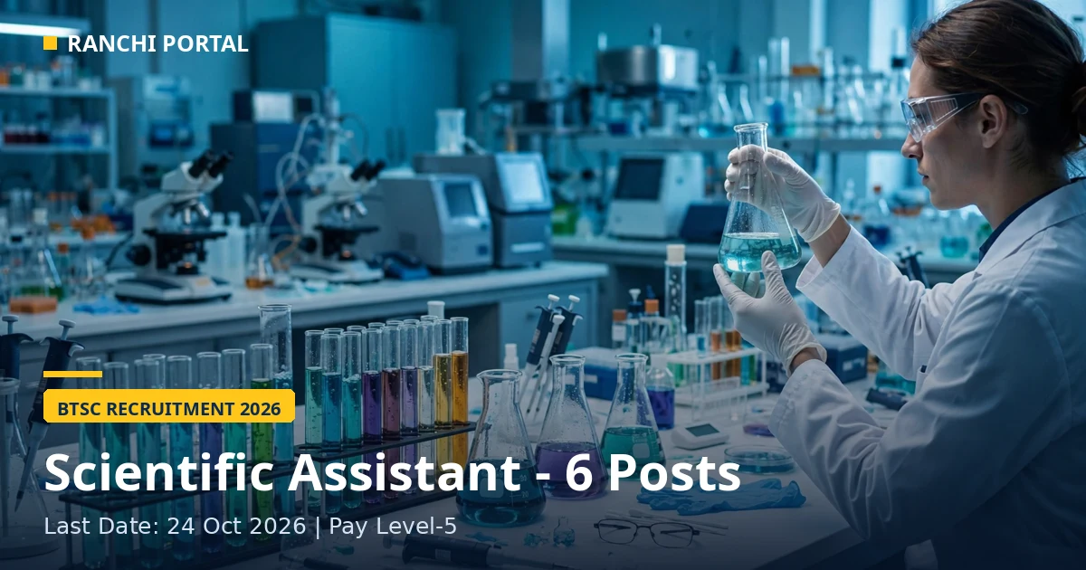 BTSC Scientific Assistant Recruitment 2026 — 6 Posts, Last Date 24 Oct
