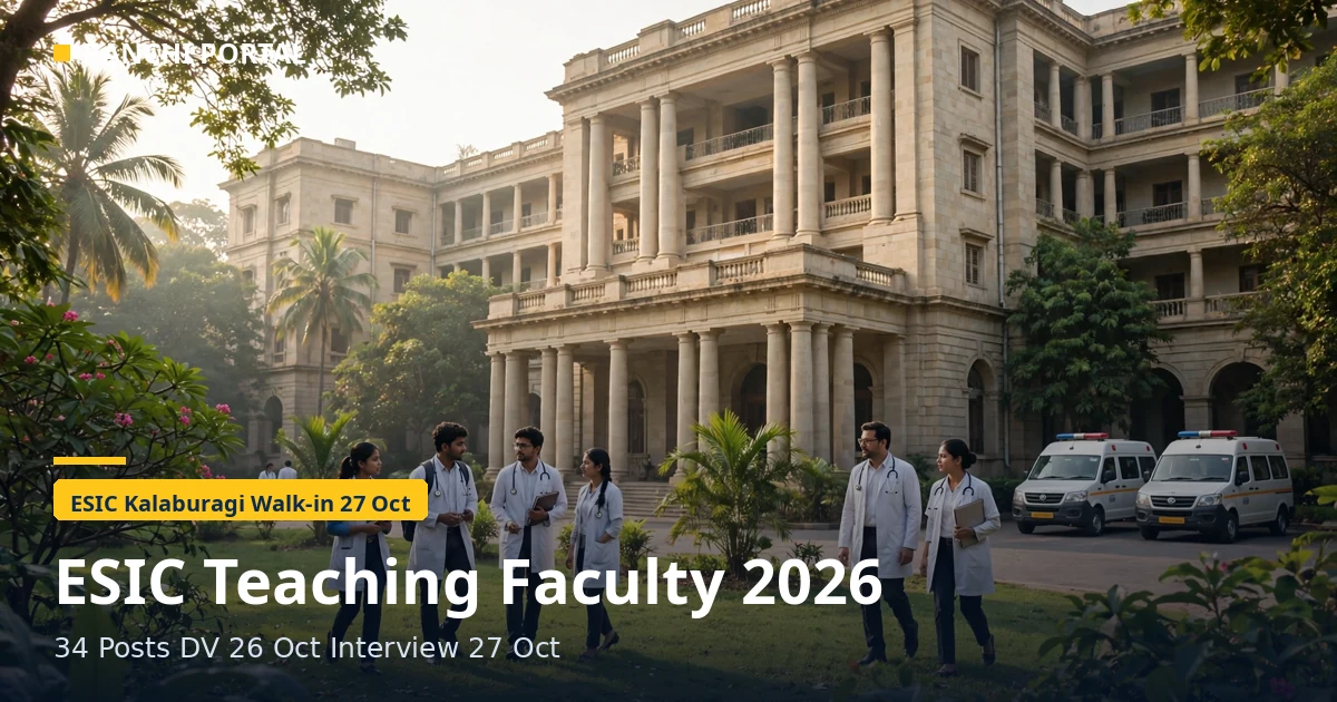 ESIC Kalaburagi Teaching Faculty Recruitment 2026 - 34 posts walk-in interview