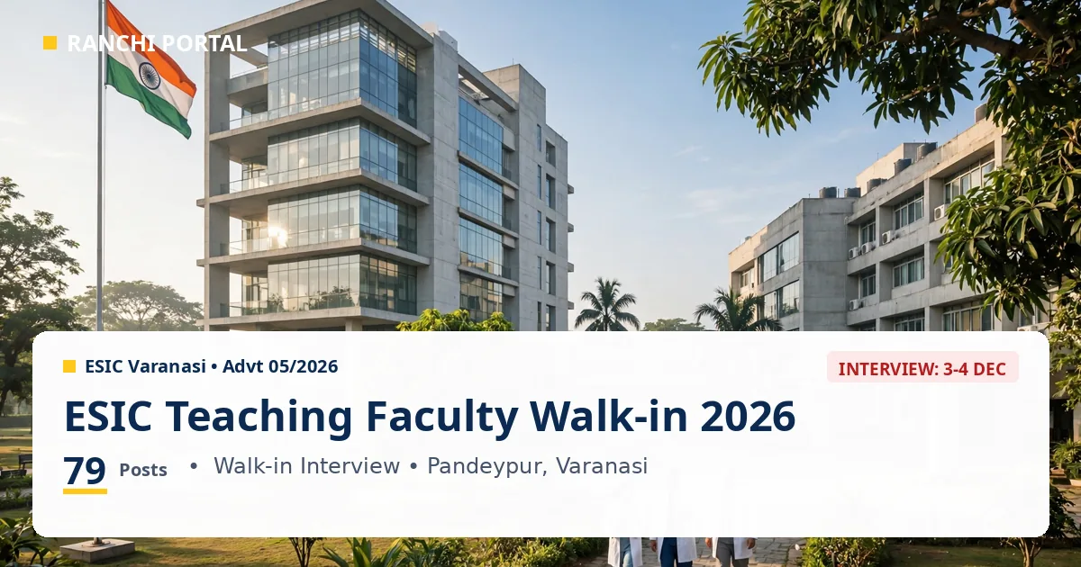 ESIC Varanasi Teaching Faculty Walk-in 2026 - 79 posts, Advt 05/2026