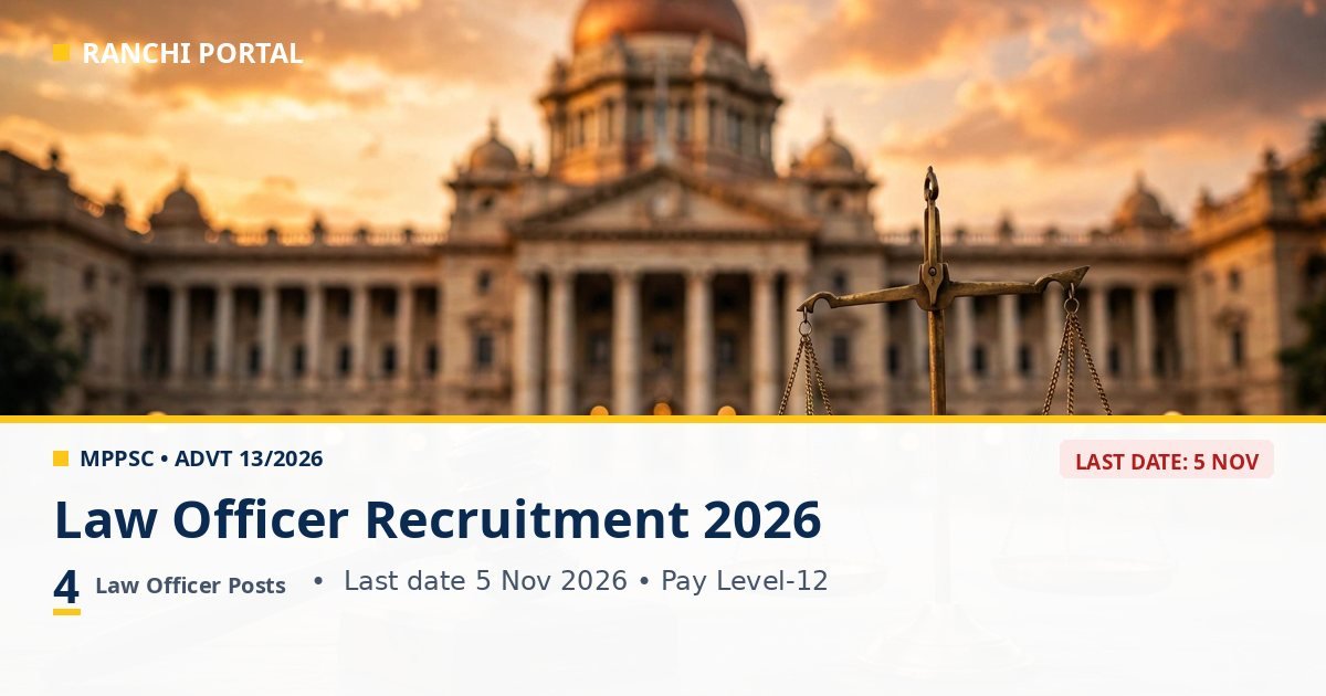 MPPSC Law Officer Recruitment 2026 — 4 permanent Law Officer posts in Jail Department, apply online by 5 November 2026