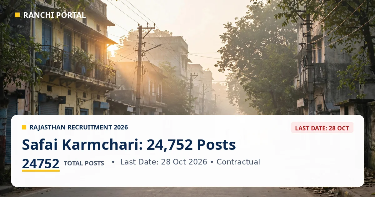 Rajasthan Safai Karmchari Recruitment 2026 — 24,752 contractual posts, last date 28 Oct 2026
