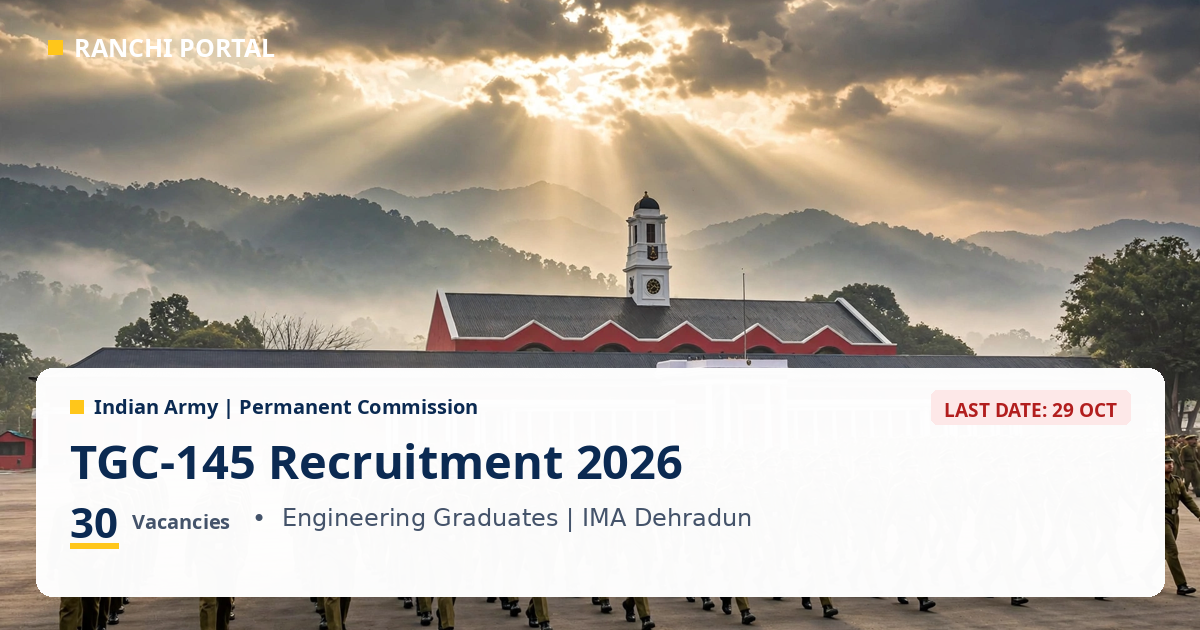 Indian Army TGC-145 Recruitment 2026 — 30 vacancies, permanent commission, last date 29 Oct