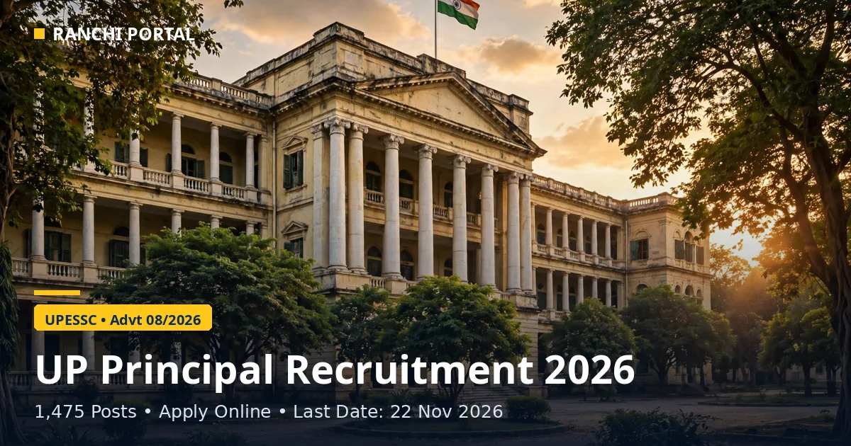 UPESSC Principal Recruitment 2026 — 1,475 posts, Advt 08/2026, apply by 22 November 2026