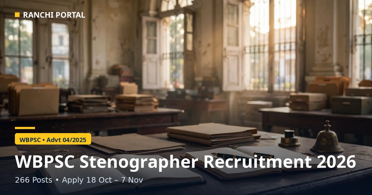 WBPSC English Stenographer Recruitment 2026 – 266 posts