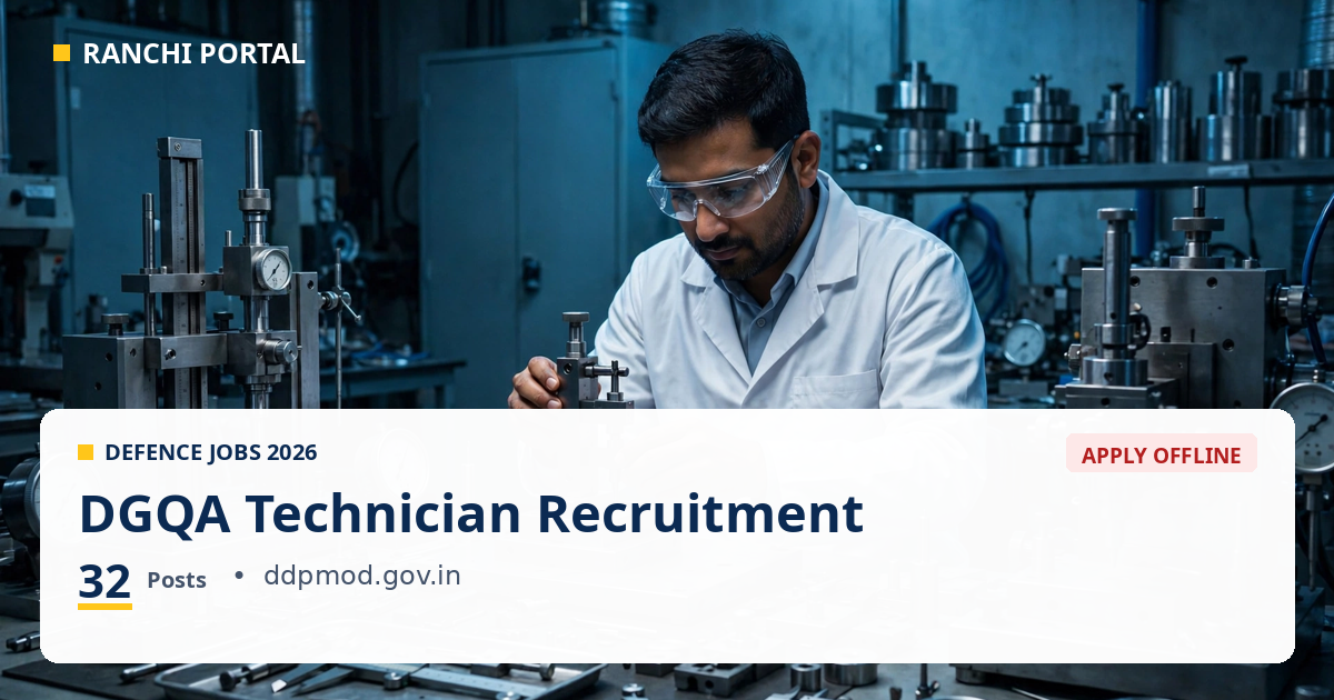DGQA Technician Recruitment 2026: 32 Posts, Apply Offline
