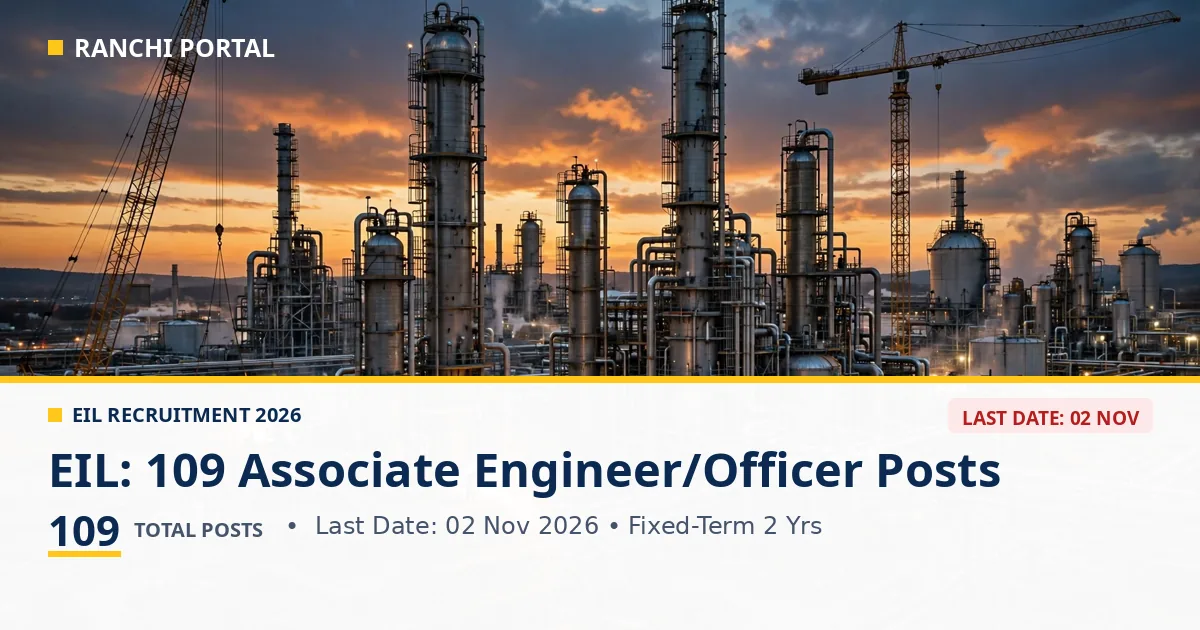 EIL Recruitment 2026 — 109 Associate Engineer and Officer posts, apply by 02 Nov 2026
