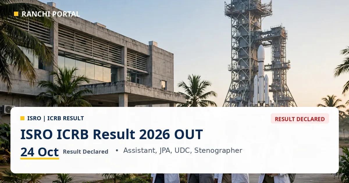ISRO ICRB Result 2026 — Assistant, JPA merit list, declared 24 October 2026