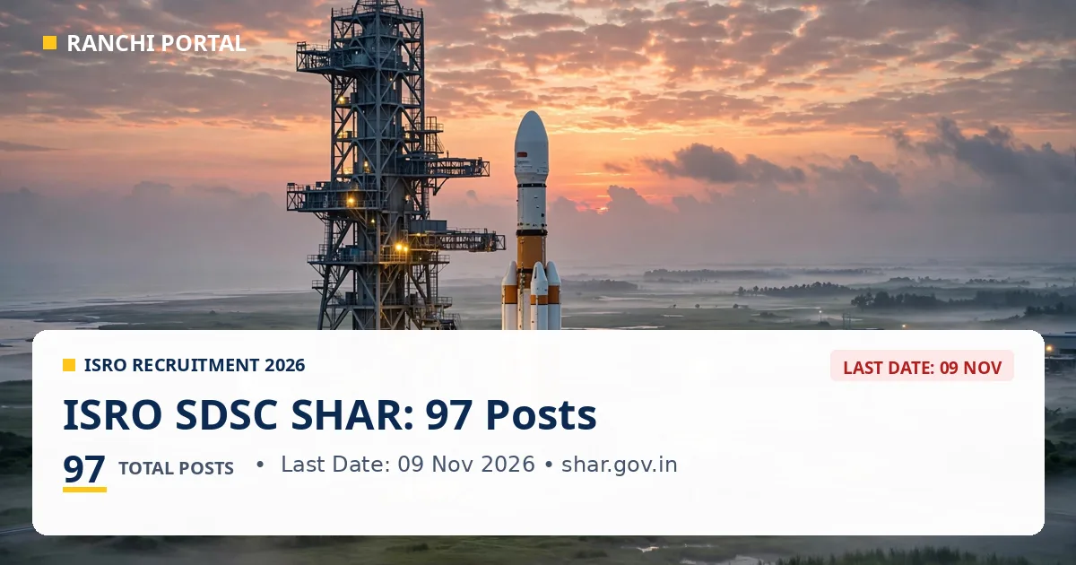 ISRO SDSC SHAR Recruitment 2026 — 97 posts, apply online by 09 Nov 2026