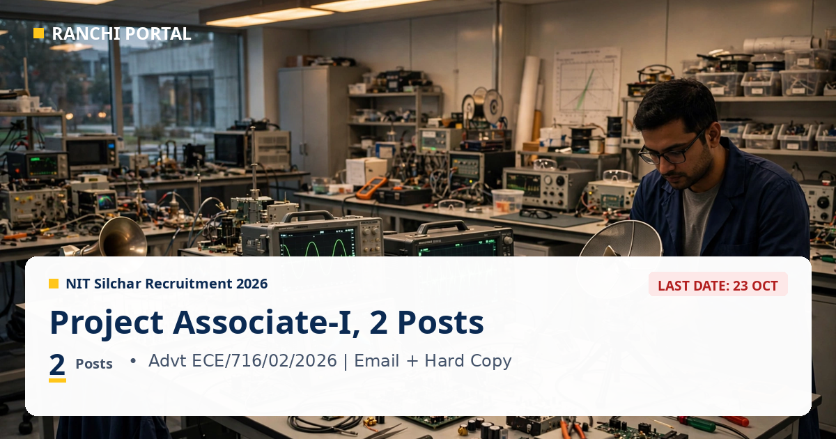 NIT Silchar Project Associate-I Recruitment 2026 featured image - 2 posts, electronics research lab