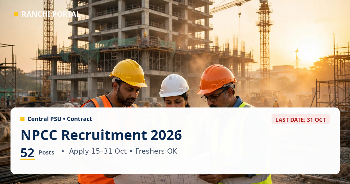 NPCC Recruitment 2026 — 52 contract posts, apply by 31 October