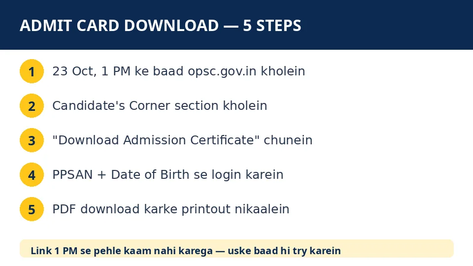 OPSC OCS Mains admit card download steps — Candidate Corner se admission certificate kaise nikalein