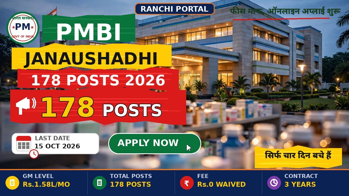 PMBI Recruitment 2026: 178 Posts, Fee Maff, Last Date 15 Oct