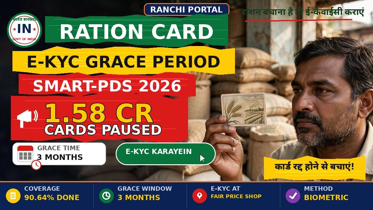 Ration Card e-KYC Grace Period 2026 — 1.58 crore cards paused, 3 months grace for e-KYC