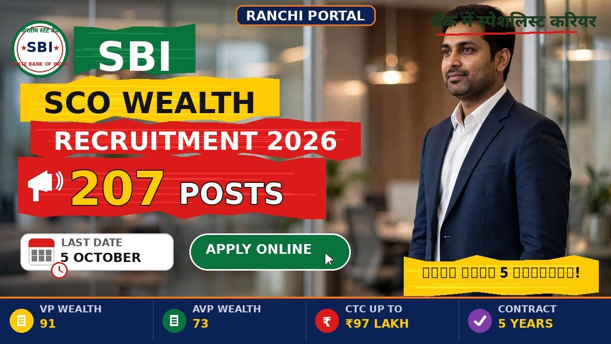 SBI SCO Recruitment 2026 — 207 Posts, Last Date 5 October