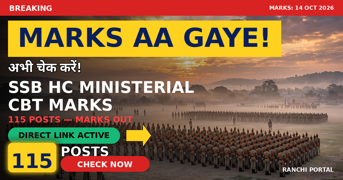 SSB Head Constable Ministerial CBT Marks 2026 - 115 Posts Check Now