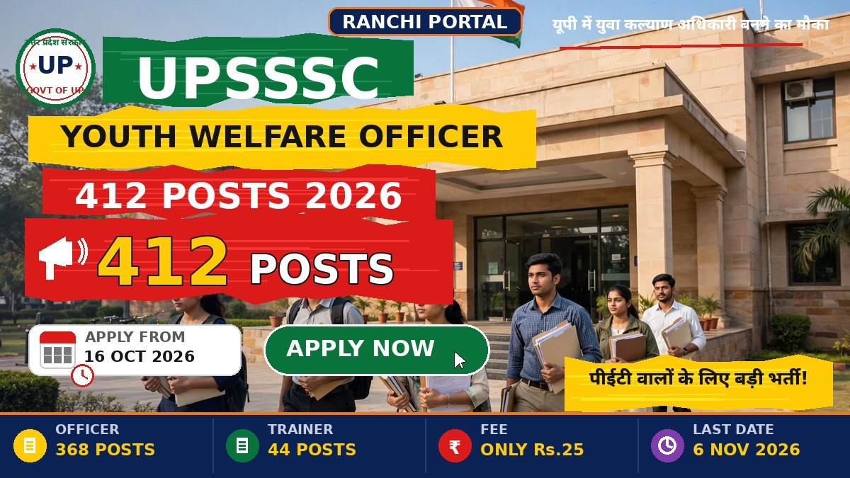 UPSSSC Youth Welfare Officer Recruitment 2026