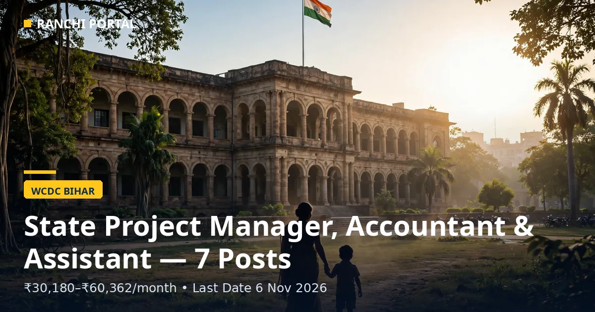 WCDC Bihar Recruitment 2026 - State Project Manager, Accountant and Assistant posts, 7 vacancies